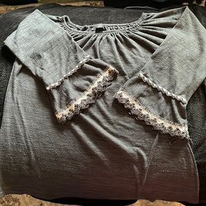 Light Grey Off Shoulder Double Laces Sleeve Tunic Size L - XL from WinWin
